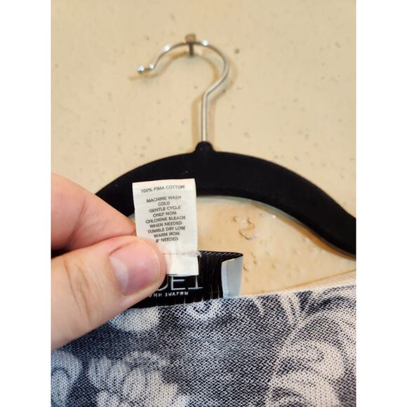 Ann Taylor Loft Women Black Floral Pima Cotton Long Sleeve Button Front Blouse L - Picture 4 of 6